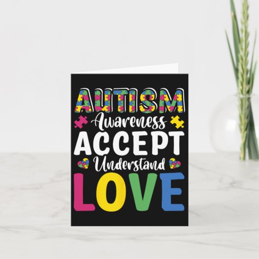 Puzzel Autisme Bewustzijn Accepteer Begrijp Liefde Kaart (Voorkant)