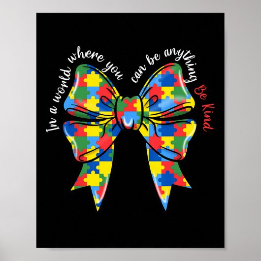 Puzzel Autisme Lint Coquette Nu Wees Kind Autisme  Poster (Voorkant)