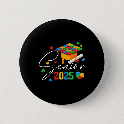 Puzzel Autistisch Senior 2025 Autisme Afstuderen J Ronde Button 5,7 Cm (Voorkant)