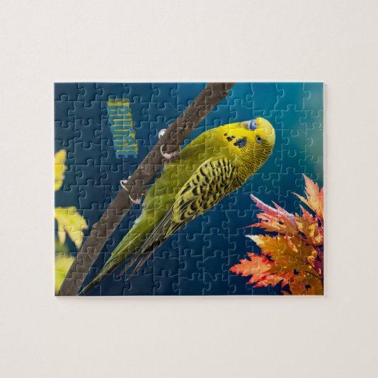 Puzzel Autumn Tree Vibrant Budgie Bird Legpuzzel (Horizontaal)