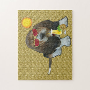 Puzzel Baby Basset Hound Zomer Tijd