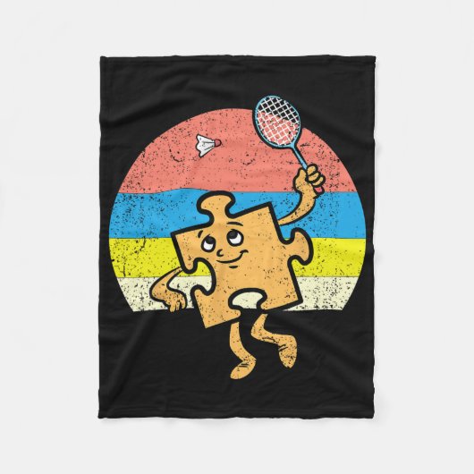 Puzzel Badminton Speler Autisme Bewustzijn Autisti Fleece Deken (Voorkant)