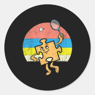 Puzzel Badminton Speler Autisme Bewustzijn Autisti Ronde Sticker