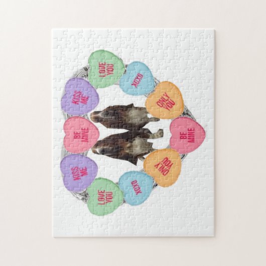 Puzzel Candy Love Hearts Met Bassets (Verticaal)