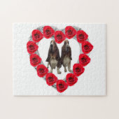 Puzzel Candy Rozen Rode Hart Met Basset Honden (Horizontaal)