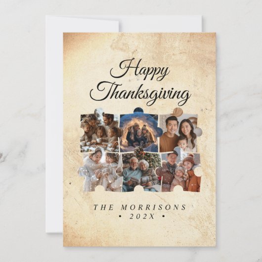 Puzzel Collage 6 Foto Rustiek Happy Thanksgiving Feestdagenkaart (Voorkant)