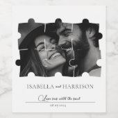 Puzzel collage foto bruiloft zwart en wit wijn etiket (Enkel label)