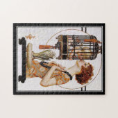 Puzzel  dame baby kooi (Horizontaal)