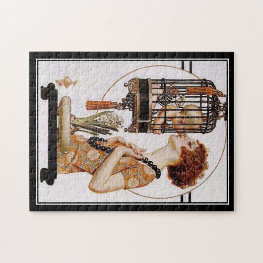 Puzzel  dame baby kooi (Horizontaal)