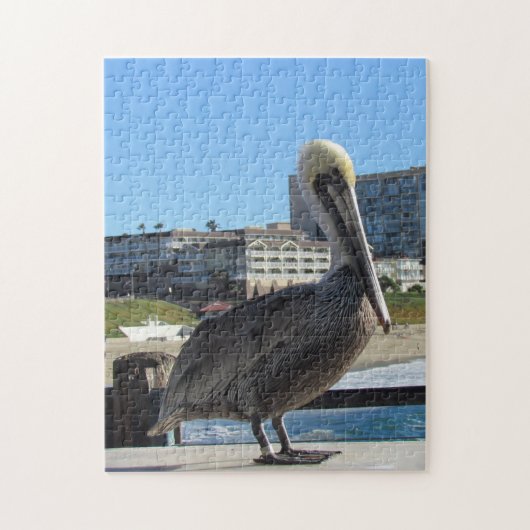 Puzzel - Enkele Pelikaan op de Pier (Verticaal)