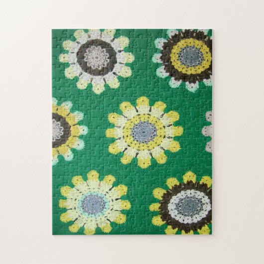 Puzzel - Gele Madeliefjes in Haakwerk (Verticaal)