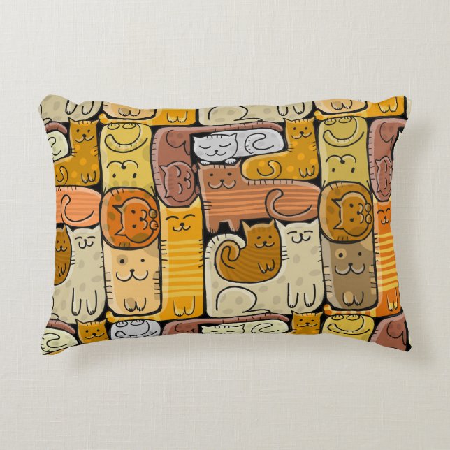 Puzzel Grappige Katten Huis Naadloos Accent Kussen (Voorkant)