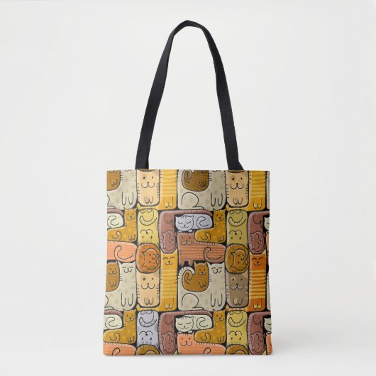 Puzzel Grappige Katten Huis Naadloos Tote Bag (Voorkant)