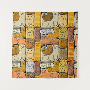 Puzzel Grappige Katten Huis Naadloos Wandkleed