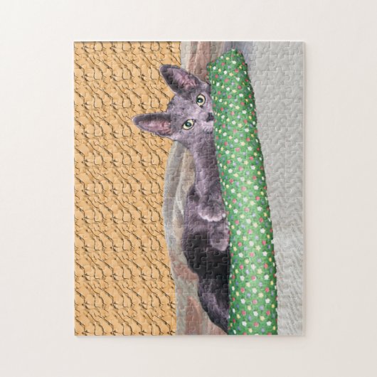 Puzzel - Grijze kat met speelgoed (Verticaal)