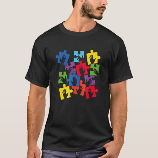 Puzzel Hand Be Kind Autisme Bewustzijn Autistische T-shirt (Voorkant)