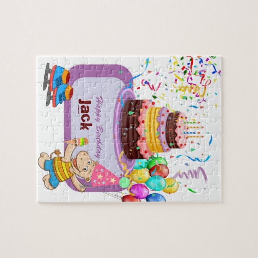 Puzzel Happy Verjaardag Taart Schaatsen Legpuzzel (Horizontaal)