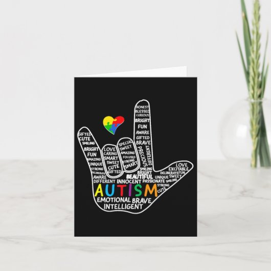 Puzzel Hart Asl Liefde Gebarentaal Hand Autisme Be Kaart (Voorkant)