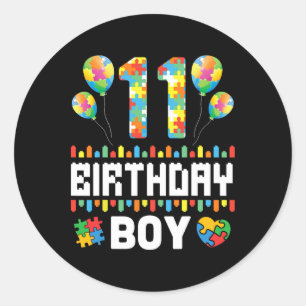 Puzzel Hart Bylloons Happy Birthday Autisme 11 jaa Ronde Sticker