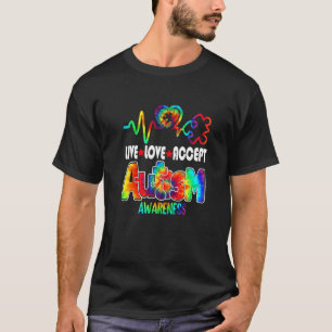 Puzzel Hart Leef Lief Aanvaard Wereld Autisme Bewu T-shirt
