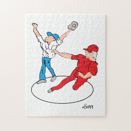 Puzzel: hij is veilig / honkbal legpuzzel (Verticaal)