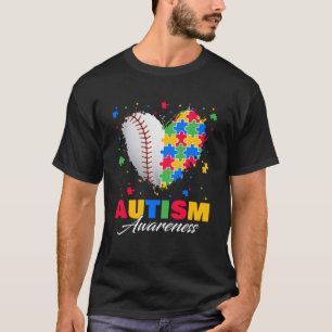 Puzzel Honkbal Hart Autisme Awareness Autist T-shirt