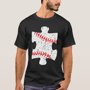 Puzzel honkbal steun autisme bewustzijn mannen vro t-shirt