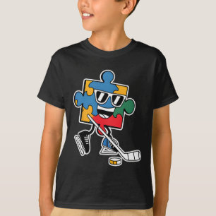 Puzzel IJshockey Autisme Bewustzijn Sport Jongens T-shirt
