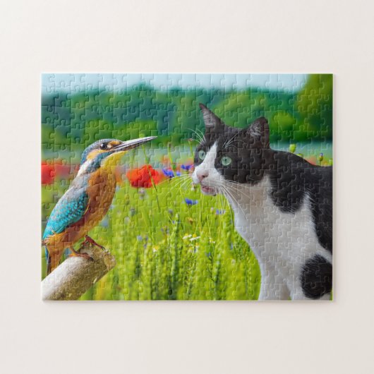 Puzzel-Kat & Vogel Legpuzzel (Horizontaal)