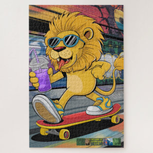 Puzzel León Mark 2, op zijn skateboard.