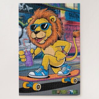 Puzzel León Mark, op zijn skateboard. Legpuzzel