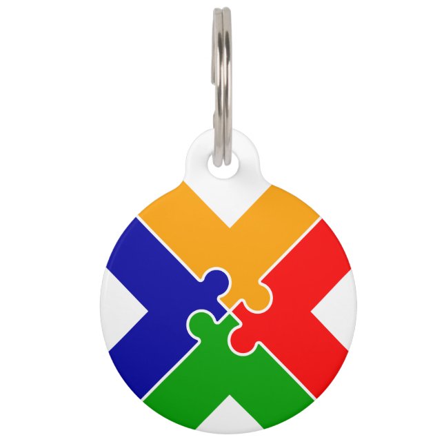 Puzzel Letter X Monogram Huisdierpenning (Voorkant)