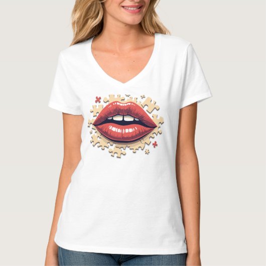 Puzzel lippen t-shirt (Voorkant)