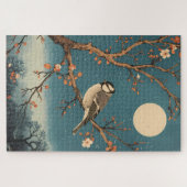 Puzzel - Maanverlichte vogel op bloesemtak (Horizontaal)