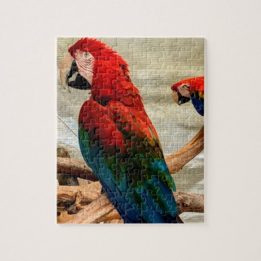 Puzzel met ara's op boomtak (Verticaal)