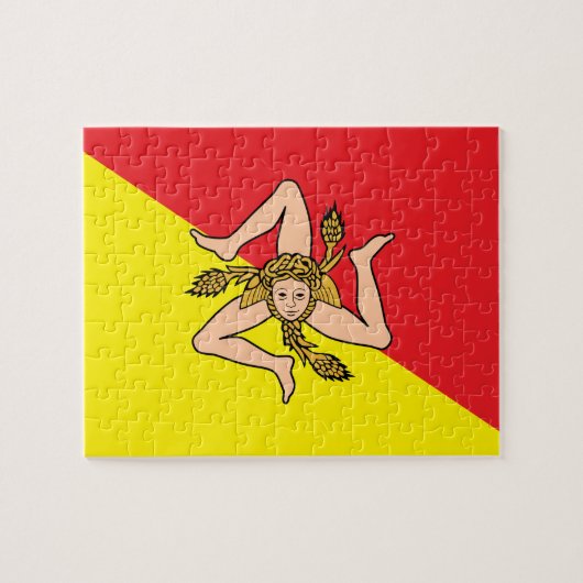 Puzzel met de vlag van Sicilië, Italië Legpuzzel (Horizontaal)