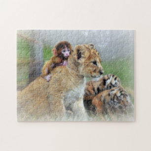 Puzzel met Gift Box/Tigers en aap