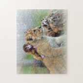 Puzzel met Gift Box/Tigers en aap (Verticaal)