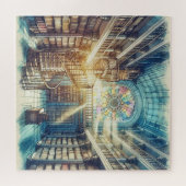 Puzzel met giftbox oude bibliotheek legpuzzel (Horizontaal)