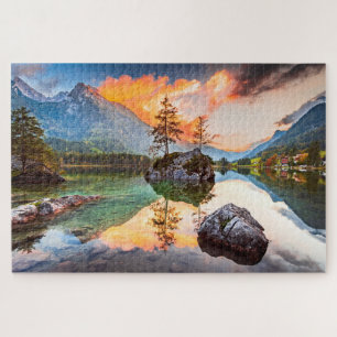puzzel met Hintersee Lake, Beieren, Duitsland