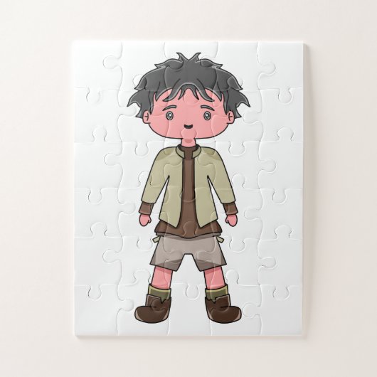 puzzel met illustratie van cartoonjongen (Verticaal)