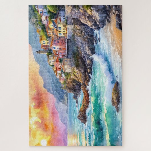 Puzzel met kustdorp (Verticaal)