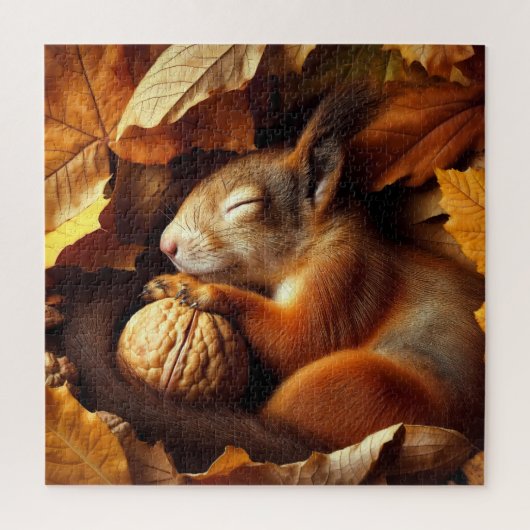Puzzel met slapende eekhoorn (Verticaal)