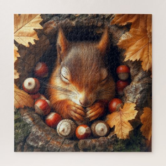 Puzzel met slapende eekhoorn (Verticaal)
