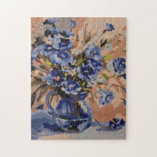 Puzzel met verfeffect gedaan in blauw