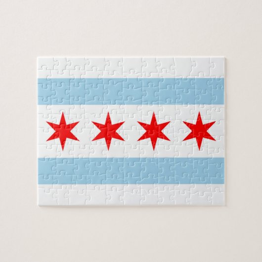 Puzzel met vlag van Chicago, Illinois Legpuzzel (Horizontaal)