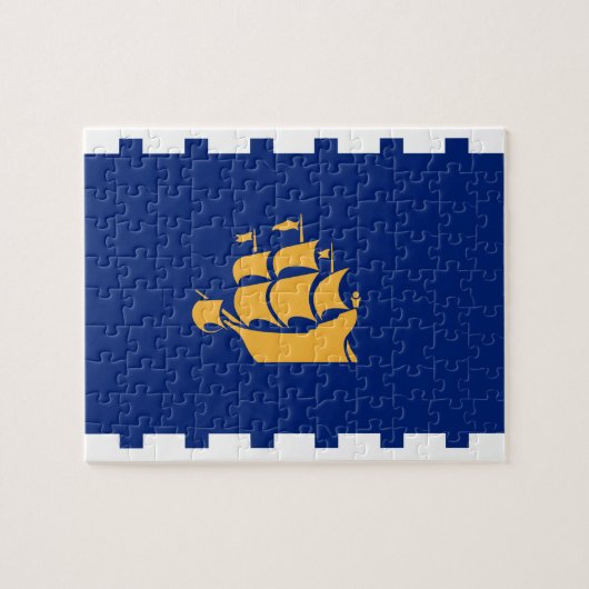 Puzzel met vlag van Quebec City, Canada (Horizontaal)