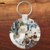 Puzzel op maat 4 foto collage en familienaam sleutelhanger (Achterkant)