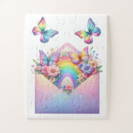 Puzzel - Regenboog Glitter Vlinder & Bloem