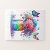Puzzel-Regenboog Glitter Vlinder & Bloem  Legpuzzel (Horizontaal)